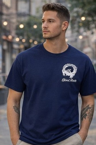 Embroidered shirt with white stitching